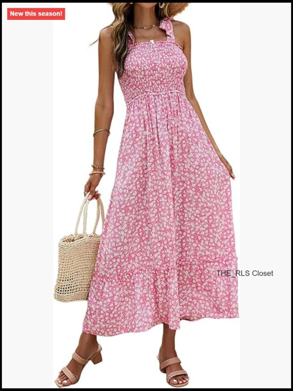 Summer Boho Maxi Dress Spaghetti Strap Square Neck Flowy Ruffle Beach Sleeveless